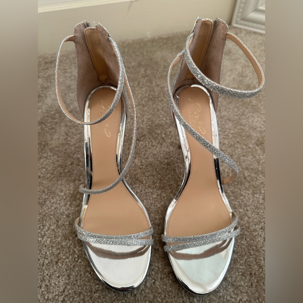 Elegant Silver Strappy Women's Heels